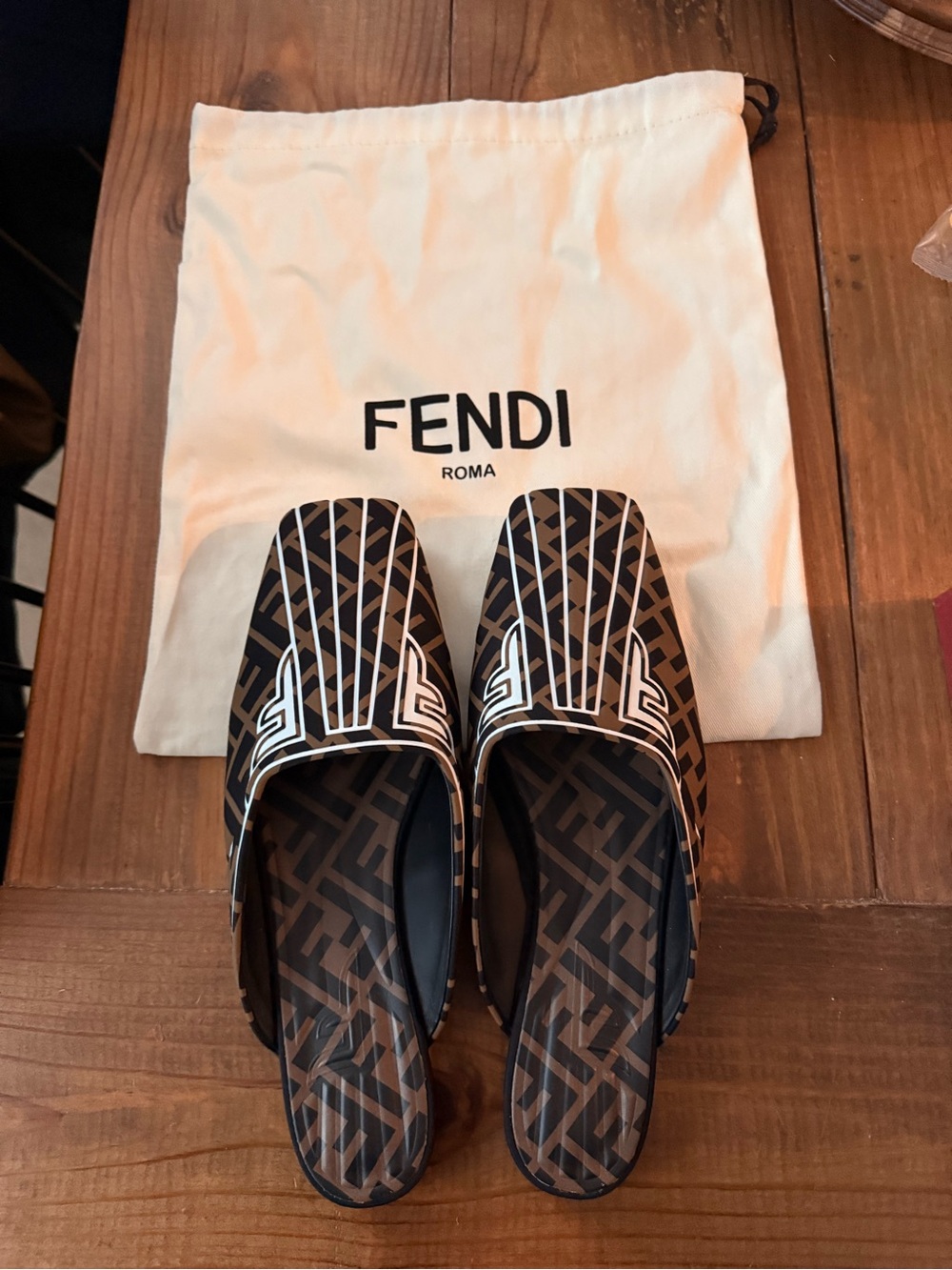 Fendi Brown & Black FF Monogram Slip-On Loafers